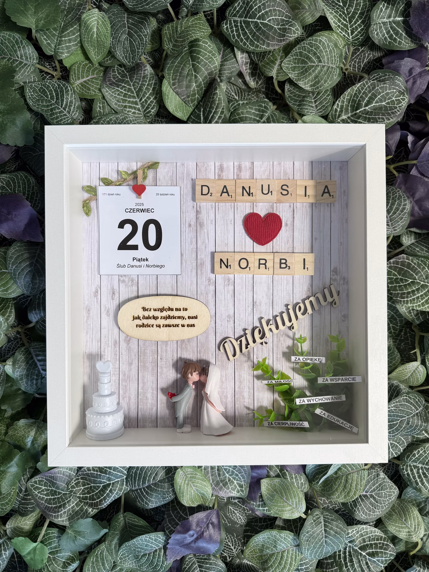 Podziękowania dla rodziców w ramce
